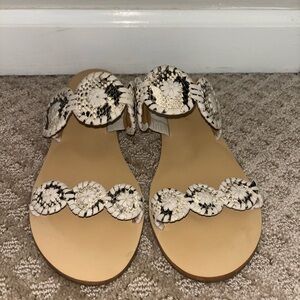 Jack Rogers Women's Lauren Snake Print, Natural Beige, Size 7.5 M US